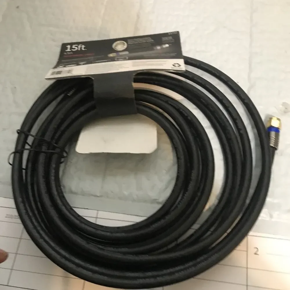 GE 33732 Pro Quad-Shield RG6 Coax Cable 15 ft 4.5m by jasco 2018 New NOS
